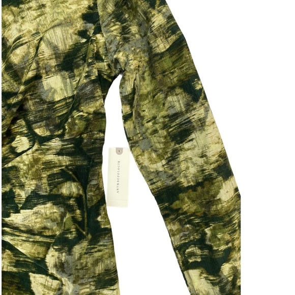 NWT Anthropologie Pilcro Ruched Corduroy Shirt Dress in Green Size 4 Small - Picture 10 of 14